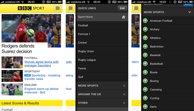 bbc sport app